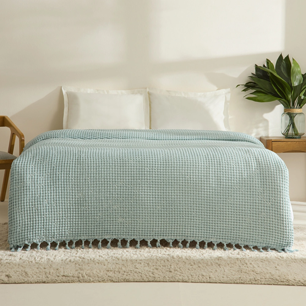 Karaca Home Mady Waffle Çift Kişilik Tek Pike Mavi görseli 1