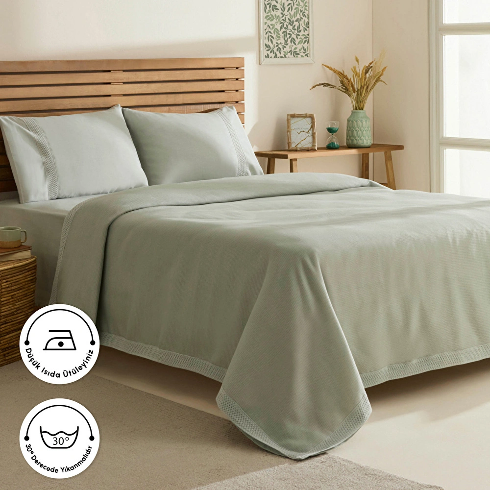 Karaca Home Maisy Bambu Çift Kişilik Pike Takımı Adaçayı görseli 5