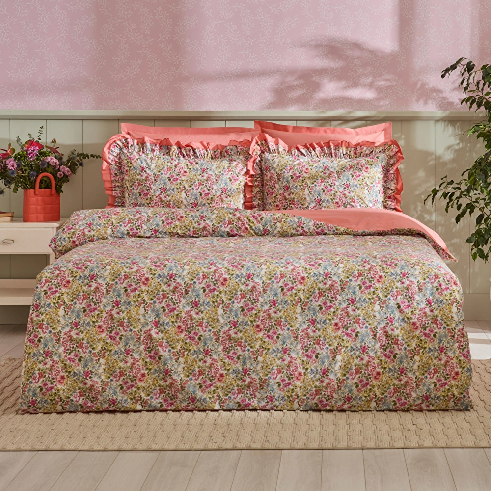 Karaca Home Alice %100 Pamuk Çift Kişilik Nevresim Takımı Somon görseli 1
