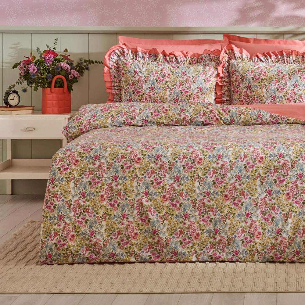 Karaca Home Alice %100 Pamuk Çift Kişilik Nevresim Takımı Somon görseli 2