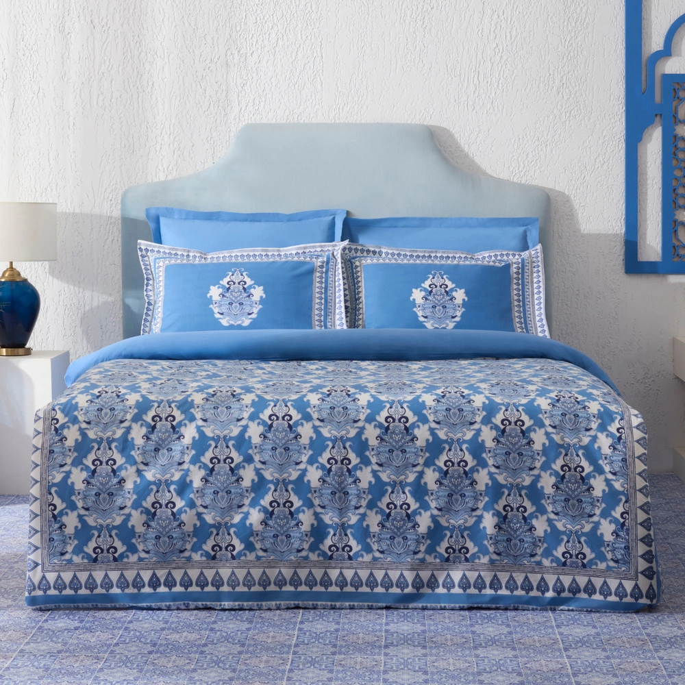 Karaca Home Casandra %100 Pamuk Çift Kişilik Nevresim Takımı Mavi görseli 1