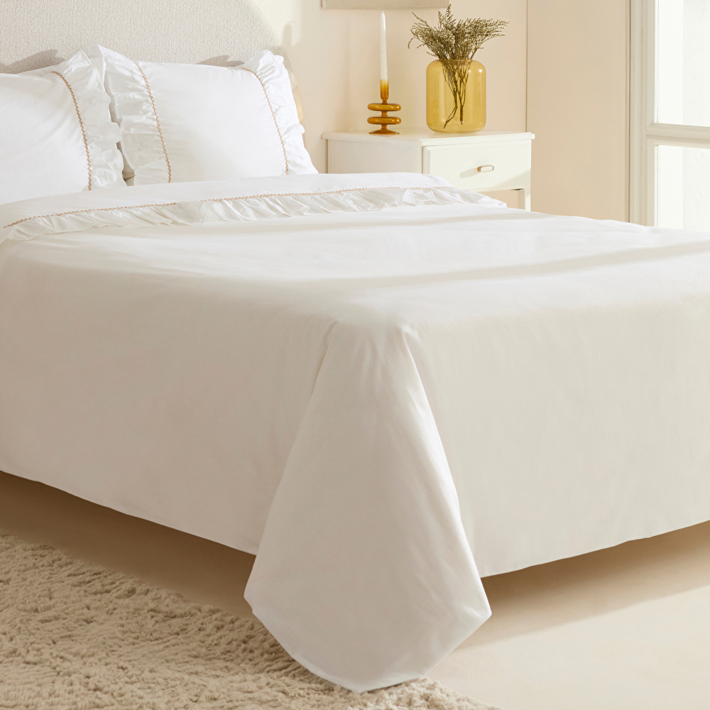 Karaca Home Viento %100 Pamuk Çift Kişilik Nevresim Takımı Beyaz görseli 2