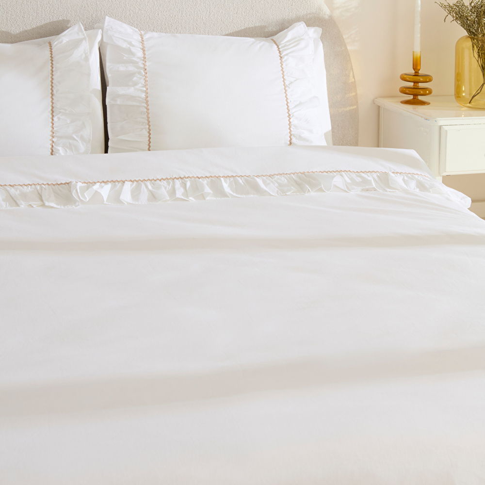 Karaca Home Viento %100 Pamuk Çift Kişilik Nevresim Takımı Beyaz görseli 5