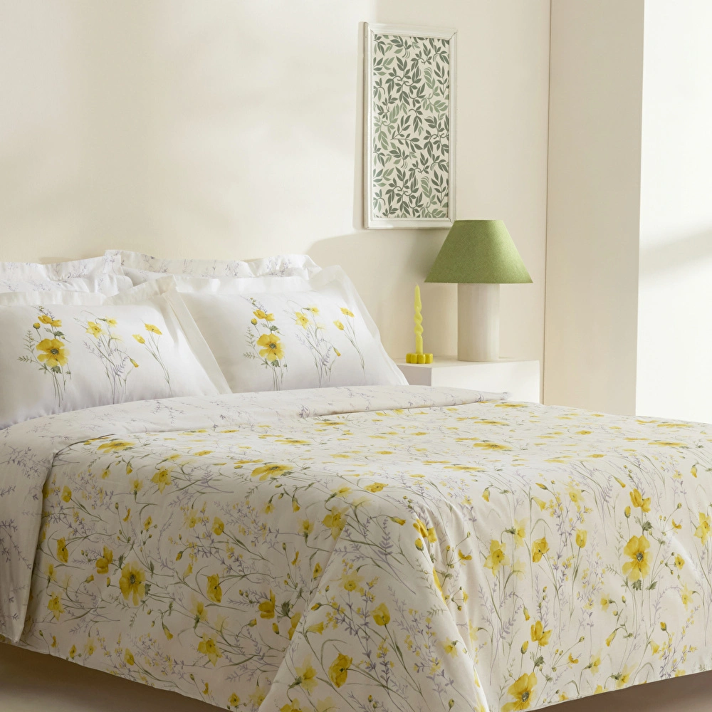Karaca Home Rosella %100 Pamuk Çift Kişilik Nevresim Takımı Sarı görseli 2