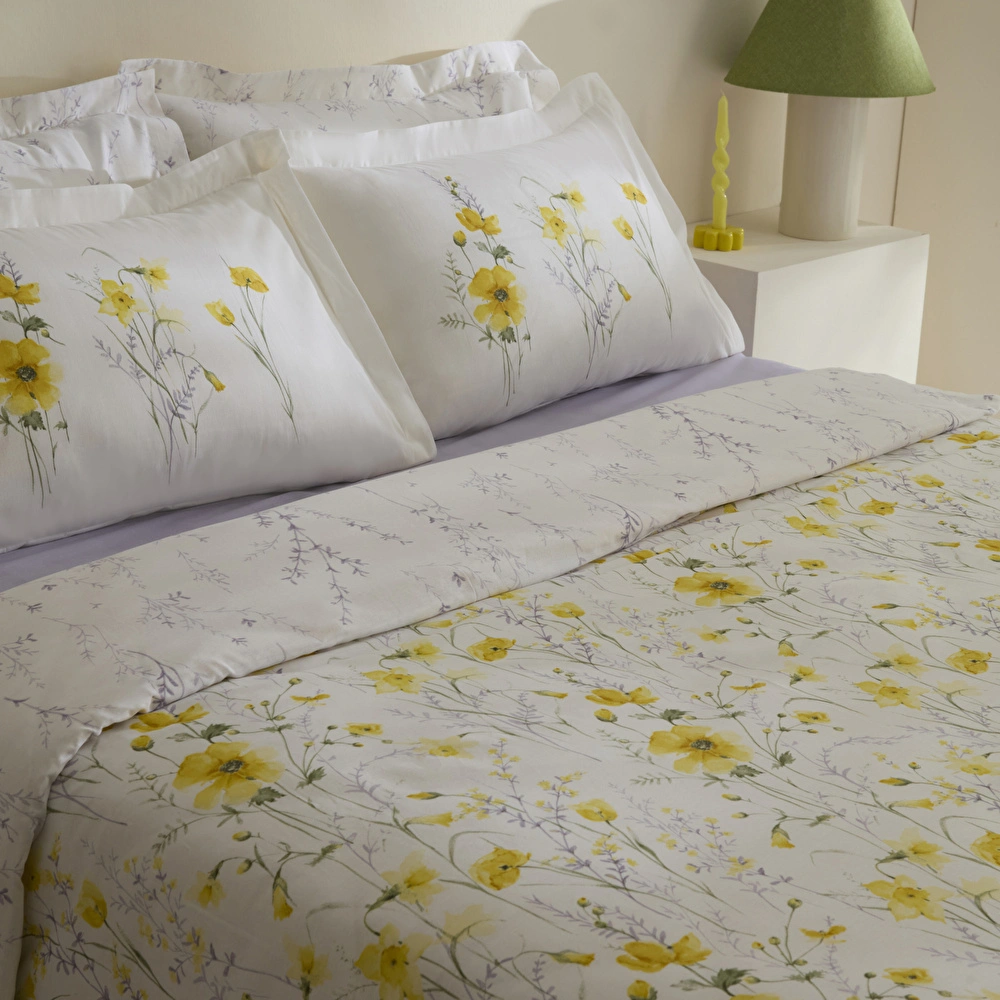 Karaca Home Rosella %100 Pamuk Çift Kişilik Nevresim Takımı Sarı görseli 6
