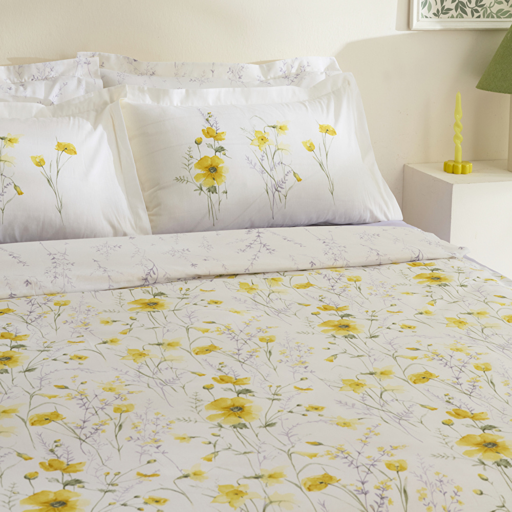 Karaca Home Rosella %100 Pamuk Tek Kişilik Nevresim Takımı Sarı görseli 7