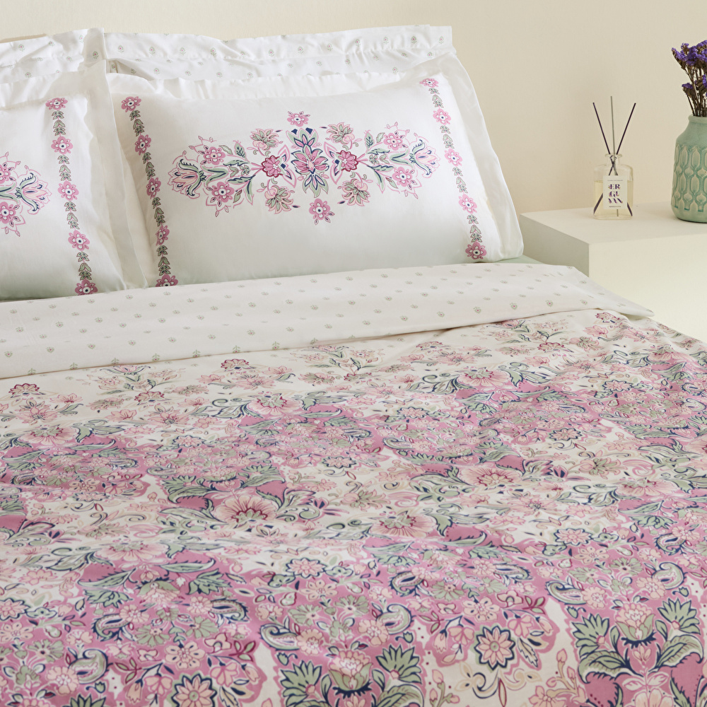 Karaca Home Arney %100 Pamuk Çift Kişilik Nevresim Takımı Pembe görseli 5