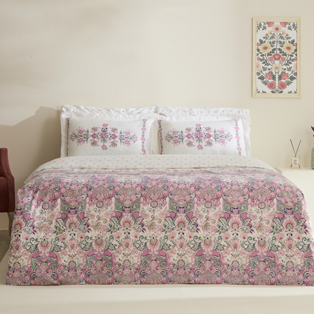 Karaca Home Arney %100 Pamuk Çift Kişilik Nevresim Takımı Pembe görseli 1