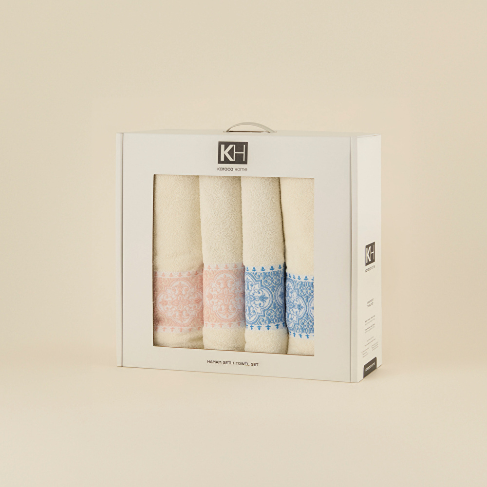 Karaca Home Cozy Bath %100 Pamuk 4 Parça Hamam Seti Mavi-Pudra  görseli 2