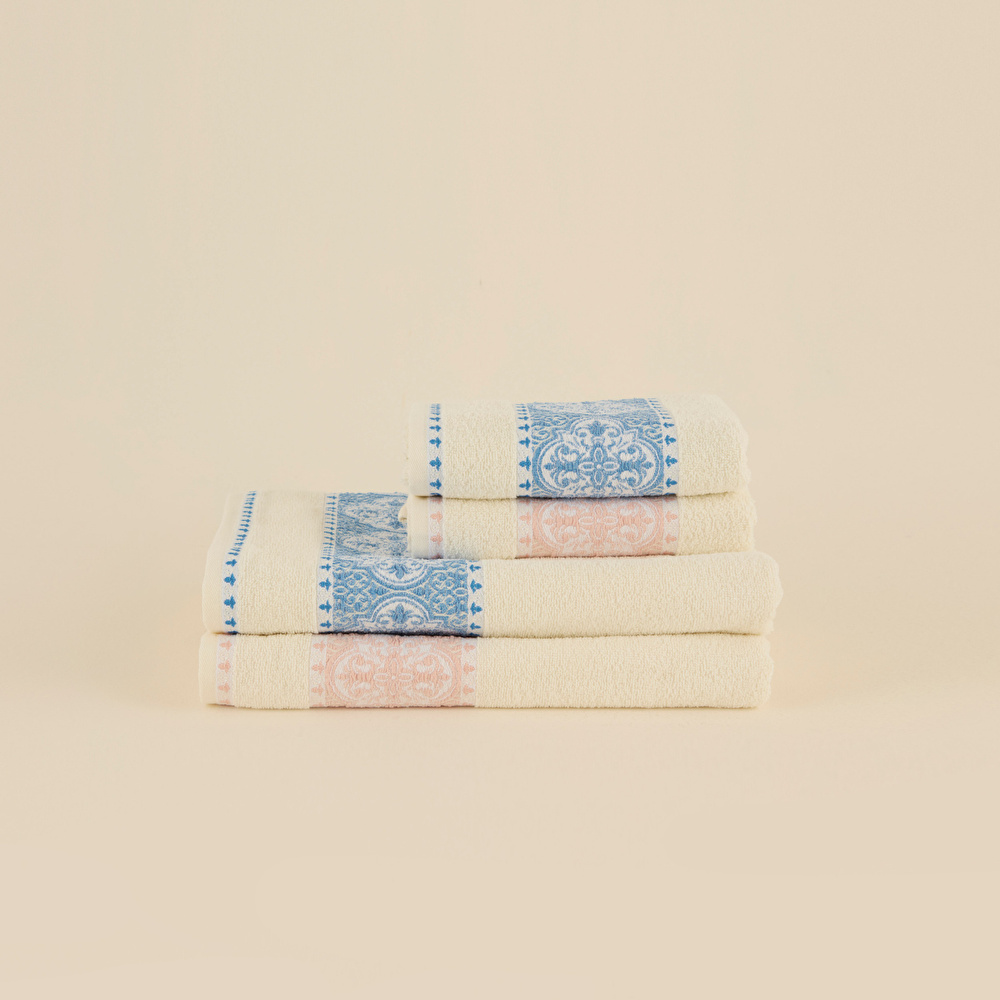 Karaca Home Cozy Bath %100 Pamuk 4 Parça Hamam Seti Mavi-Pudra  görseli 3