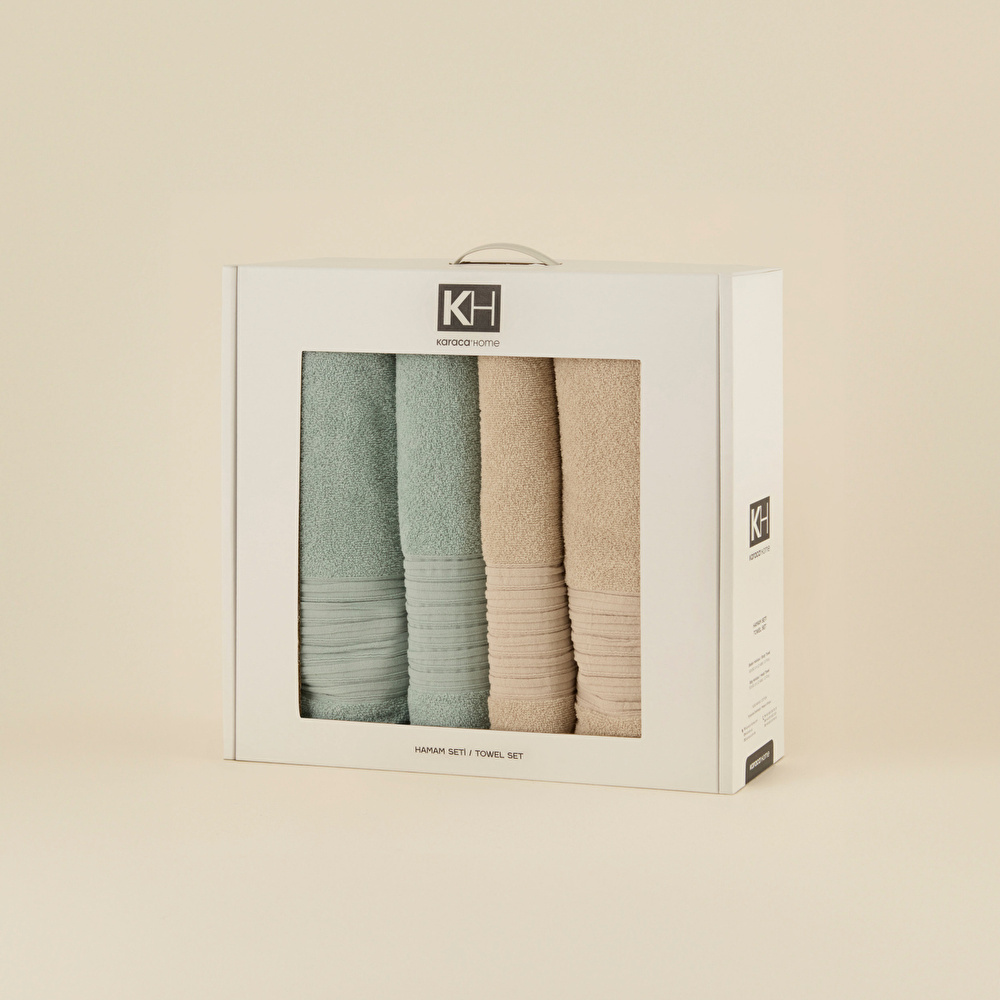 Karaca Home Line Soft %100 Pamuk 4 Parça Hamam Seti Bej-Pudra  görseli 2