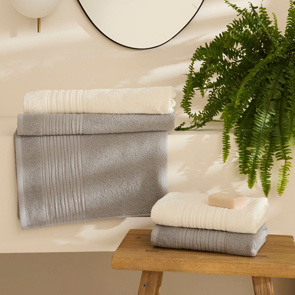 Karaca Home Line Soft %100 Pamuk 4 Parça Hamam Seti Ekru-Gri  görseli 1