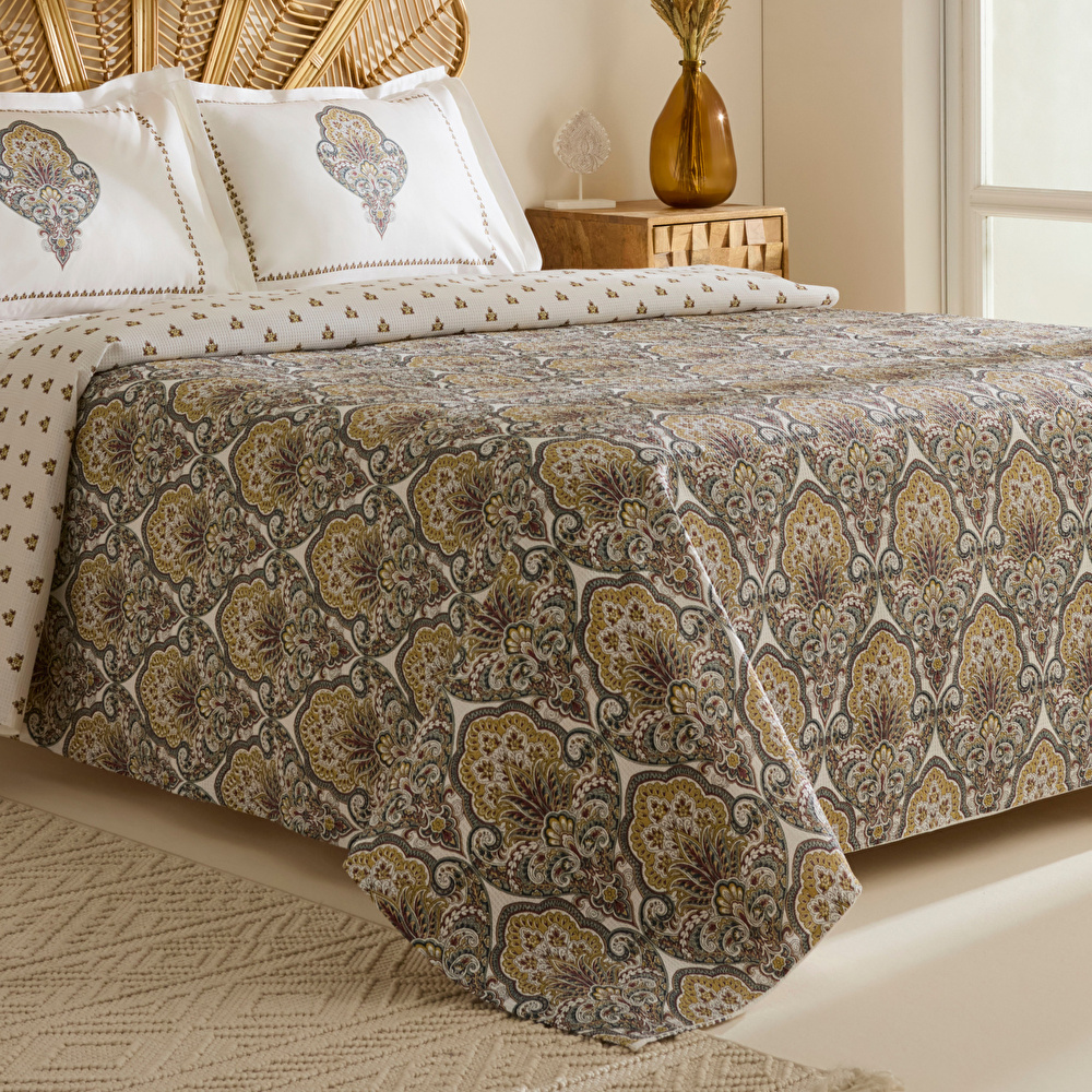 Karaca Home Cherly %100 Pamuk Çift Kişilik Pike Takımı Hardal  görseli 3