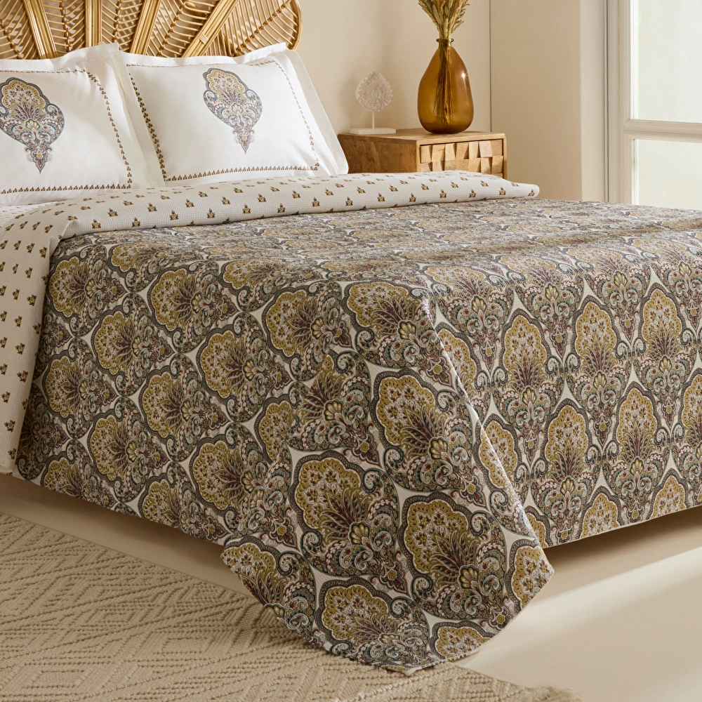 Karaca Home Cherly %100 Pamuk Tek Kişilik Pike Takımı Hardal görseli 3