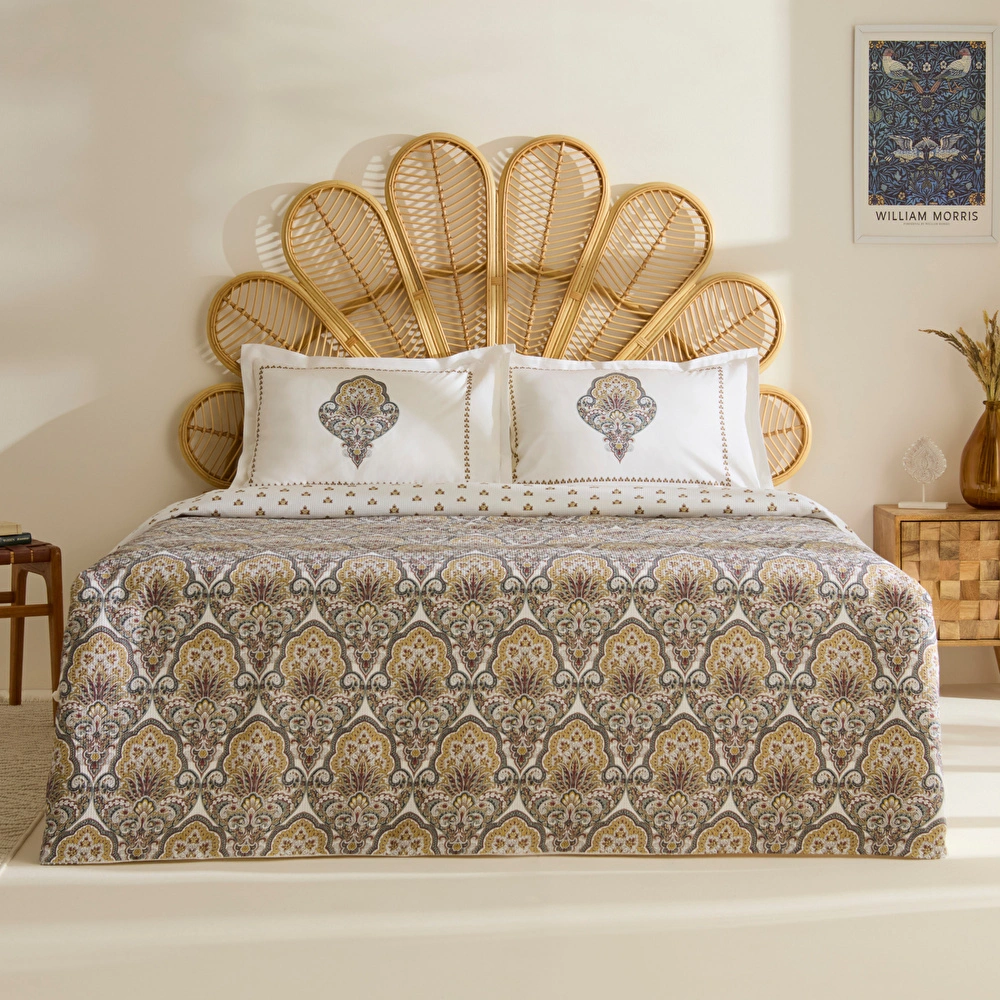 Karaca Home Cherly %100 Pamuk Tek Kişilik Pike Takımı Hardal görseli 1
