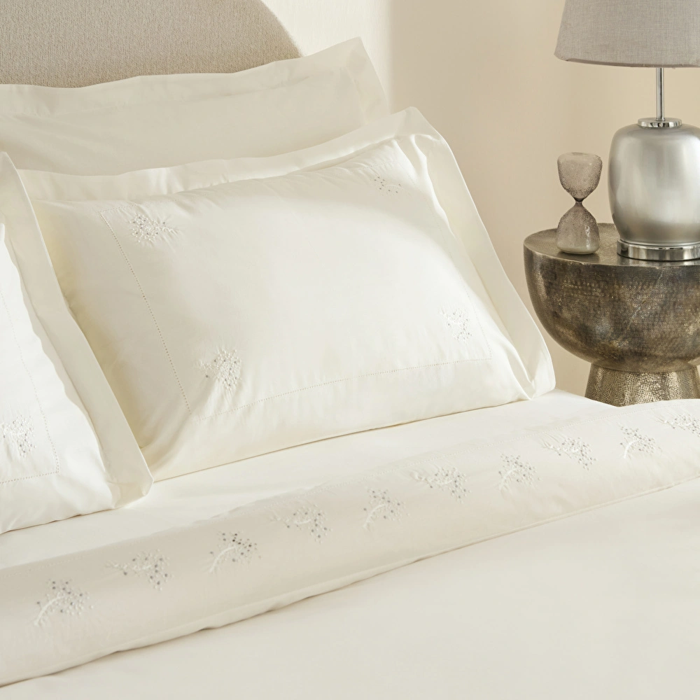 Karaca Home Rayas Brodeli Nakışlı %100 Pamuk Çift Kişilik Nevresim Takımı Beyaz görseli 3
