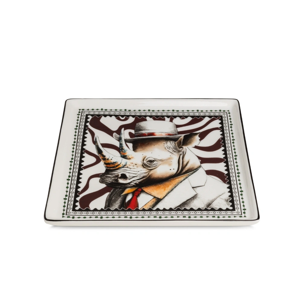 Egan Italy Human Essence Gergedan Desenli Tabak 19x19 cm görseli 1