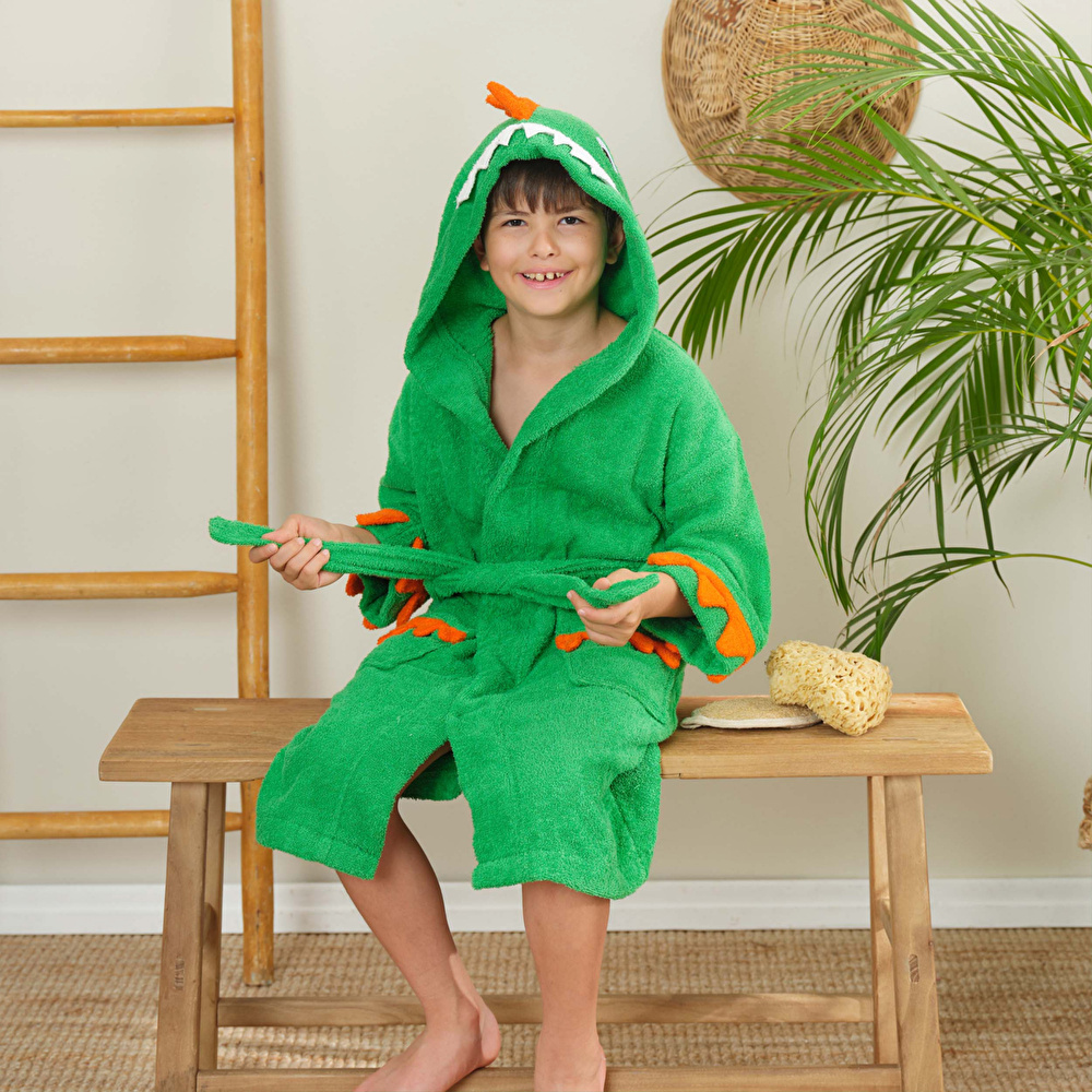Karaca Home Young Dino %100 Pamuk Çocuk Bornozu 6-8 Yaş görseli 1