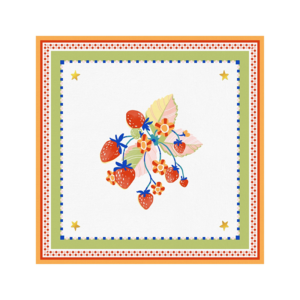 Baci Milano Mamma Mia Çilek Desenli Amerikan Servisi 38 cm x 38 cm görseli 1