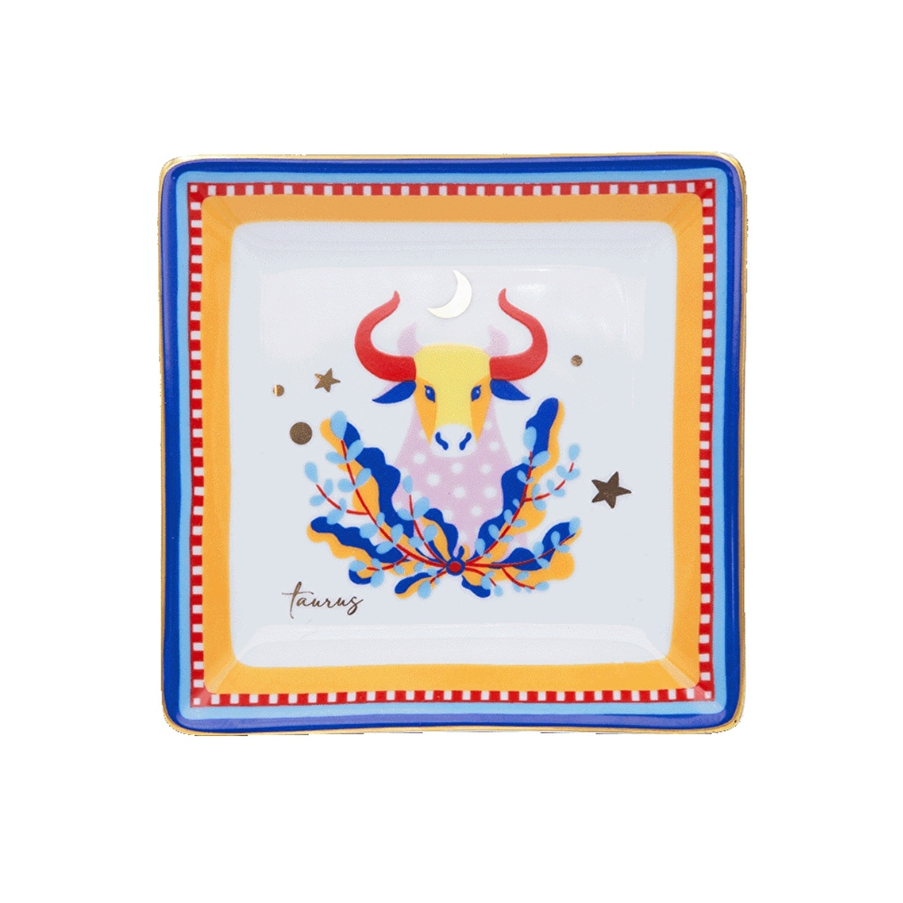 Baci Milano Zodiac Vibe Boğa Burcu Kare Tabak 15 cm x 15 cm görseli 1