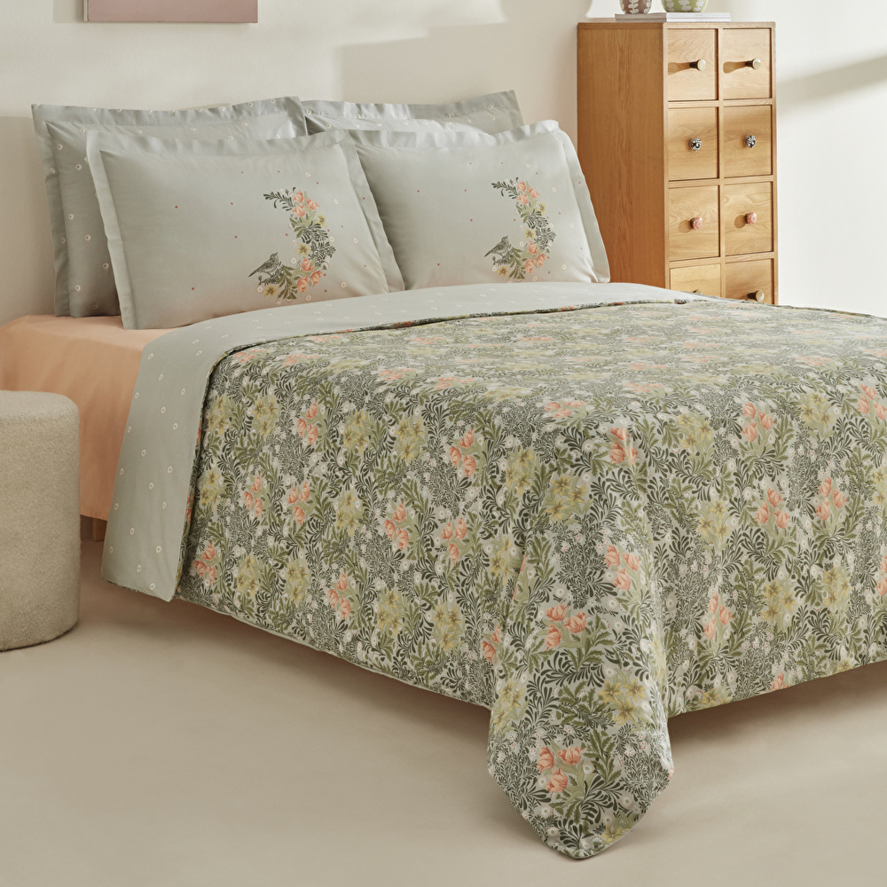 Karaca Home Cindy %100 Pamuk Çift Kişilik Nevresim Takımı Yeşil görseli 6