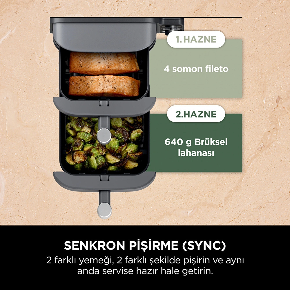 Ninja Double Stack Çift Hazneli XL Air Fryer 9.5L görseli 10
