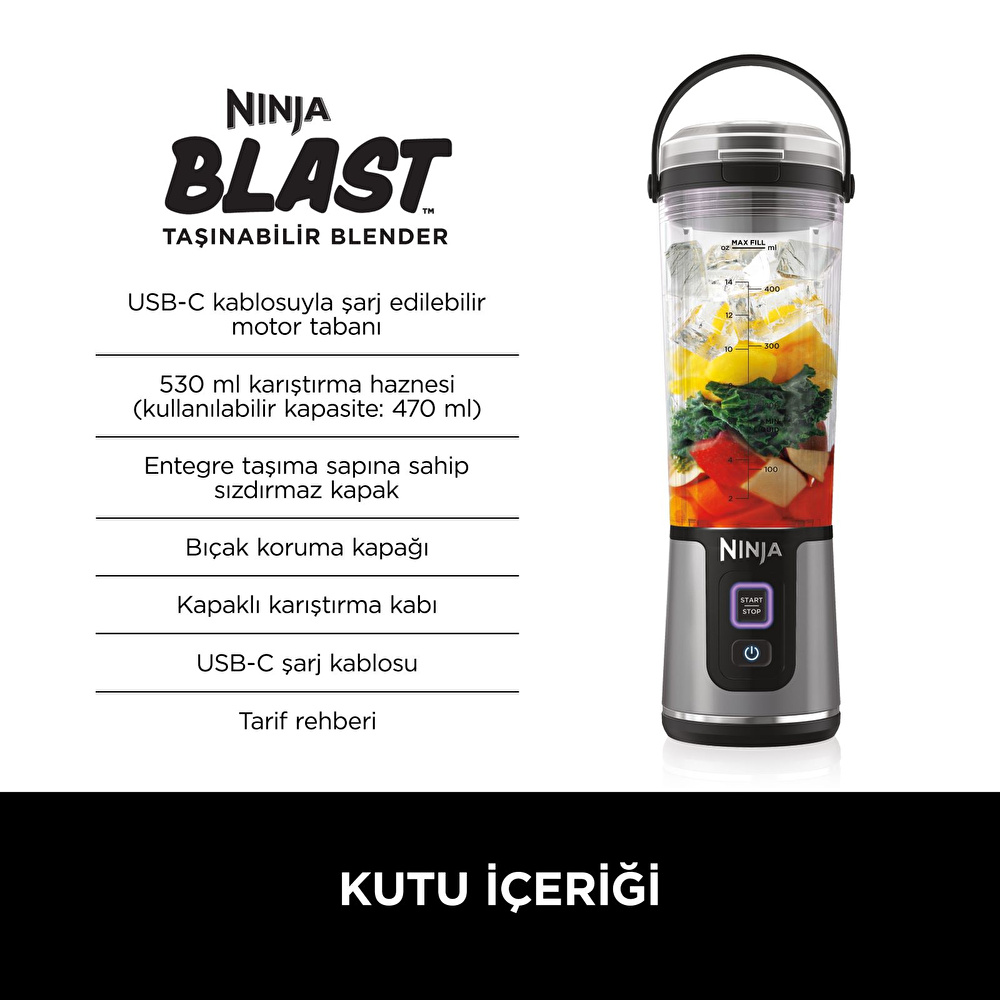 Ninja Blast Taşınabilir Blender Siyah görseli 13