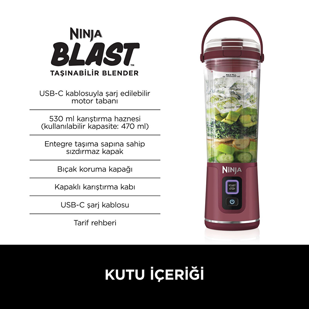 Ninja Blast Taşınabilir Blender Kırmızı görseli 13