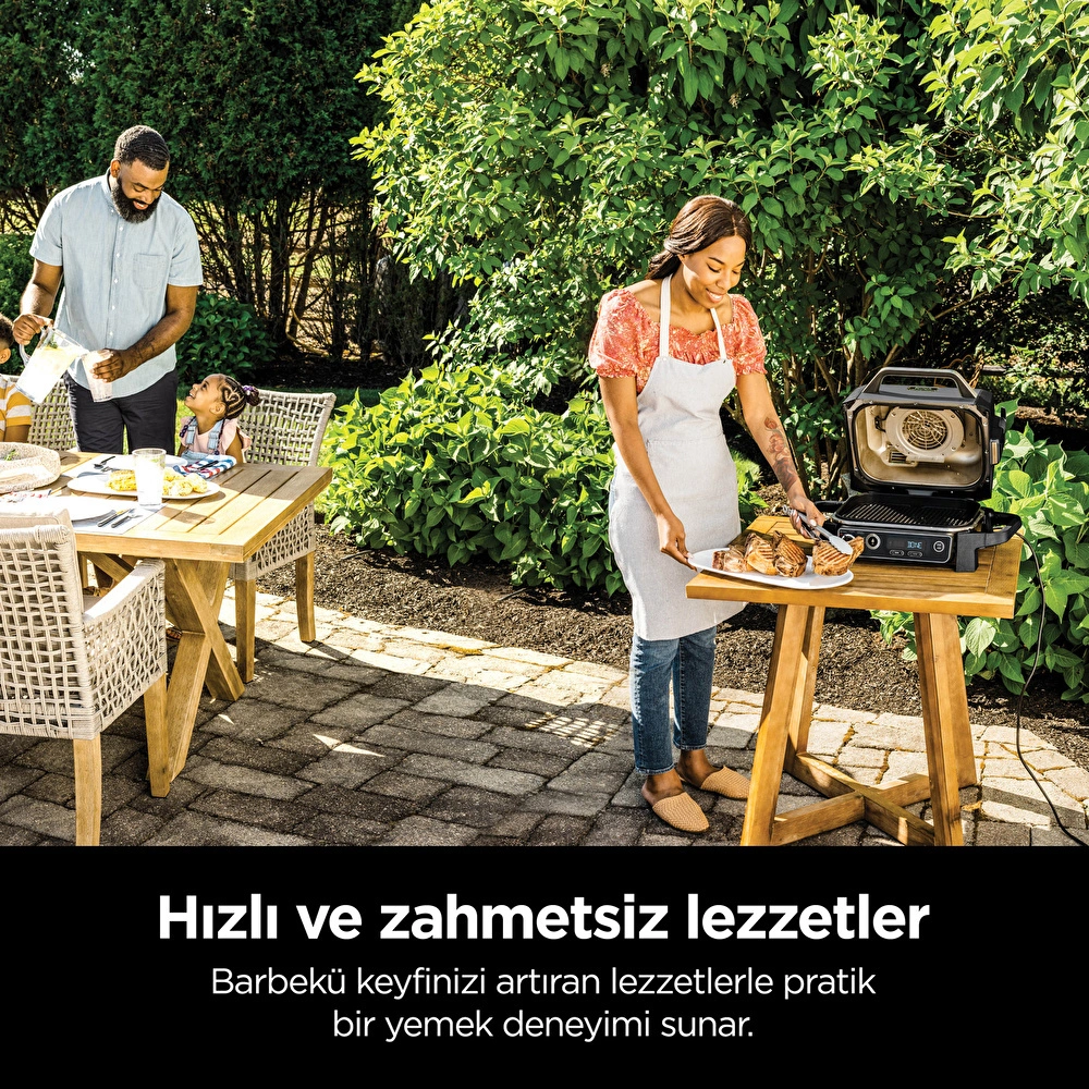 Ninja Woodfire Elektrikli Barbekü Grill ve Smoker Gri Siyah görseli 5