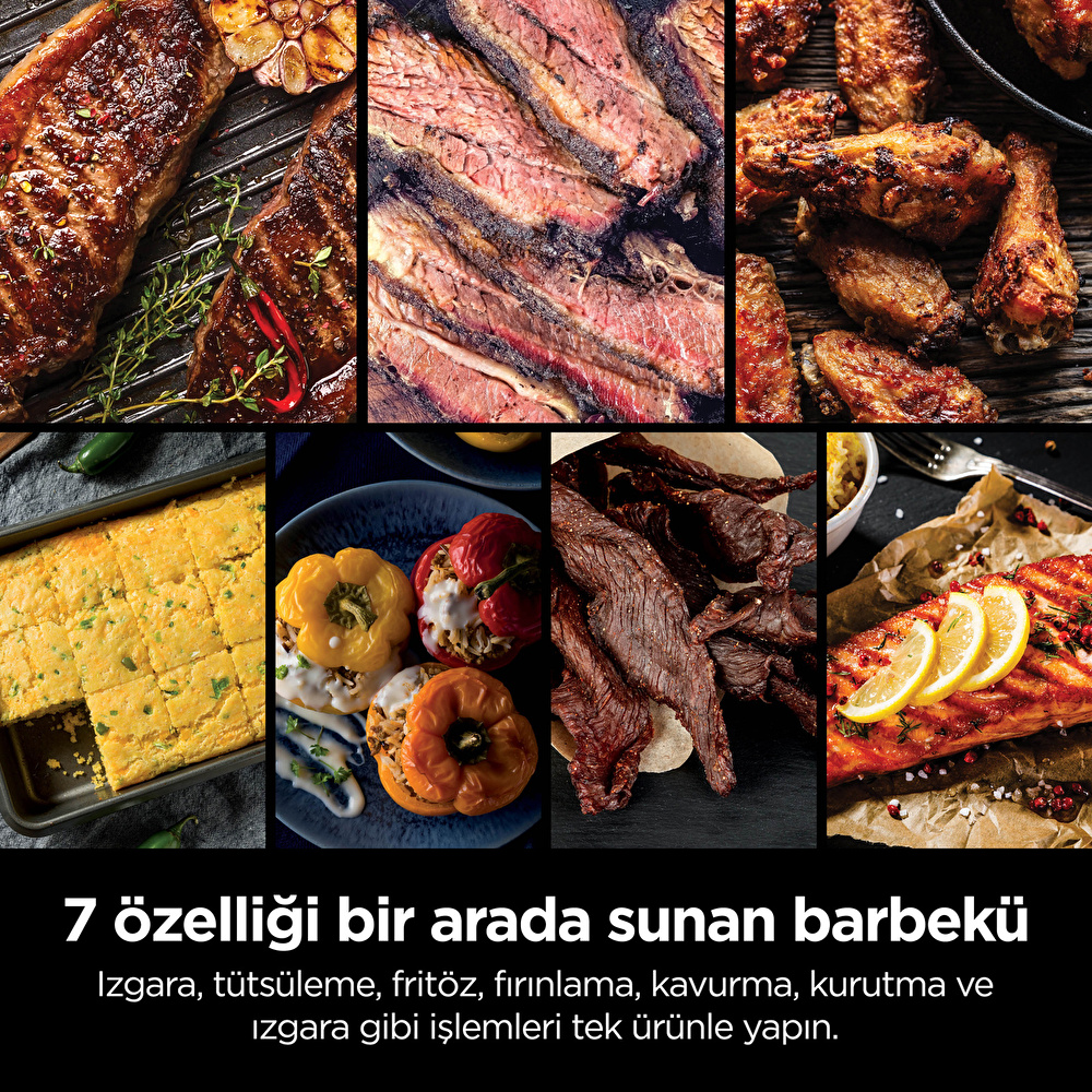 Ninja Woodfire Elektrikli Barbekü Grill ve Smoker Gri Siyah görseli 6