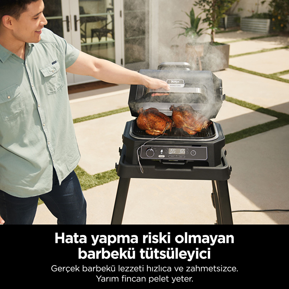 Ninja Woodfire Pro XL Elektrikli Barbekü ve Smoker Siyah görseli 4
