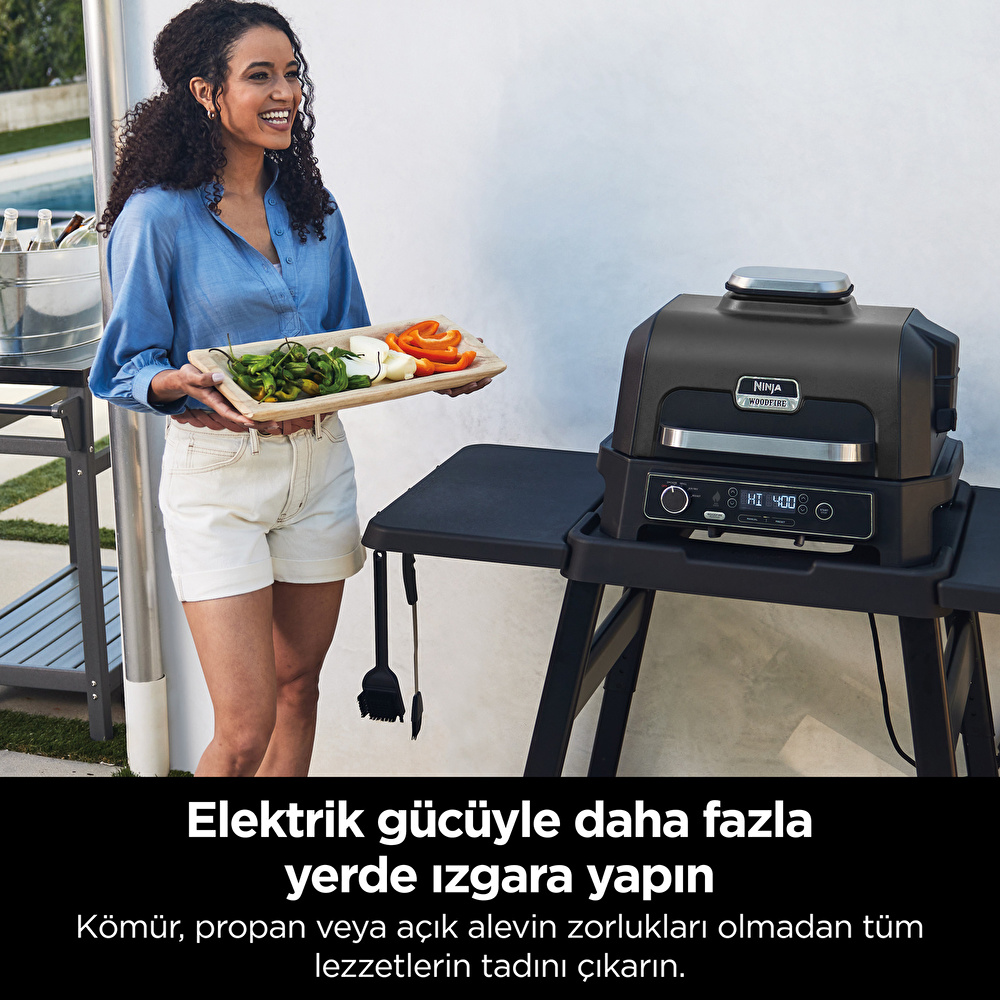 Ninja Woodfire Pro XL Elektrikli Barbekü ve Smoker Siyah görseli 8