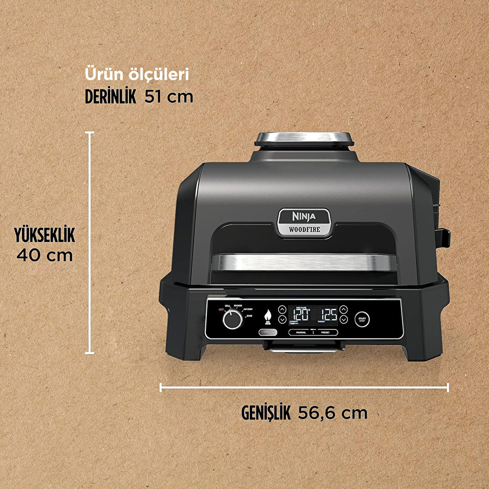 Ninja Woodfire Pro XL Elektrikli Barbekü ve Smoker Siyah görseli 11