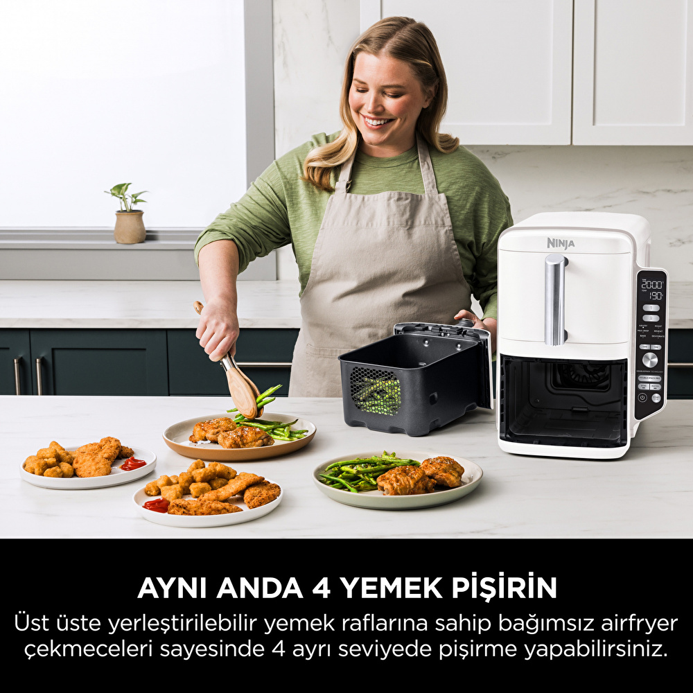 Ninja Double Stack Çift Hazneli XL Air Fryer Beyaz 9.5L | Karaca