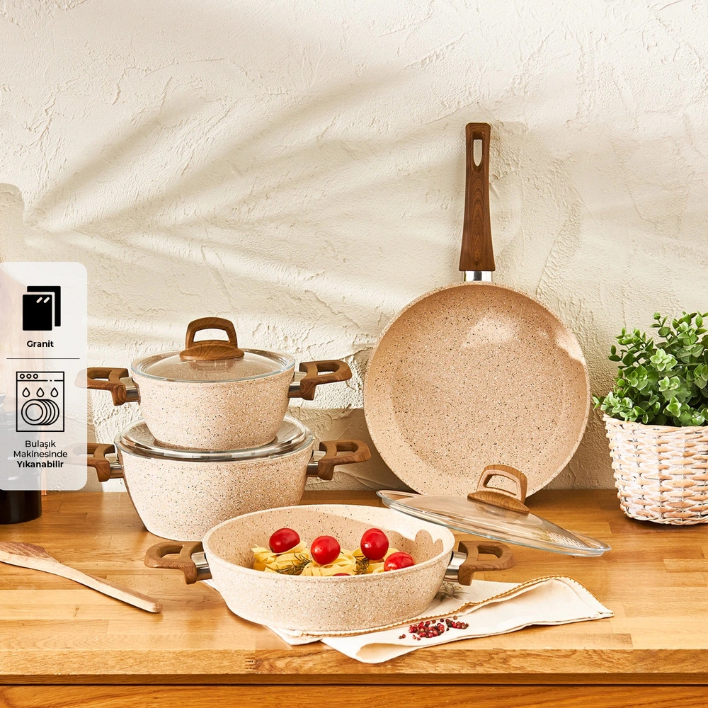 Emsan Royal Natural 7 Parça Tencere Seti görseli 1