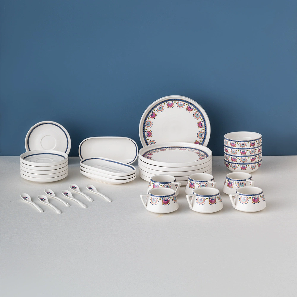 Emsan Ethnic Pink Porselen 32 Parça 6 Kişilik Kahvaltı/Servis Takımı görseli 1