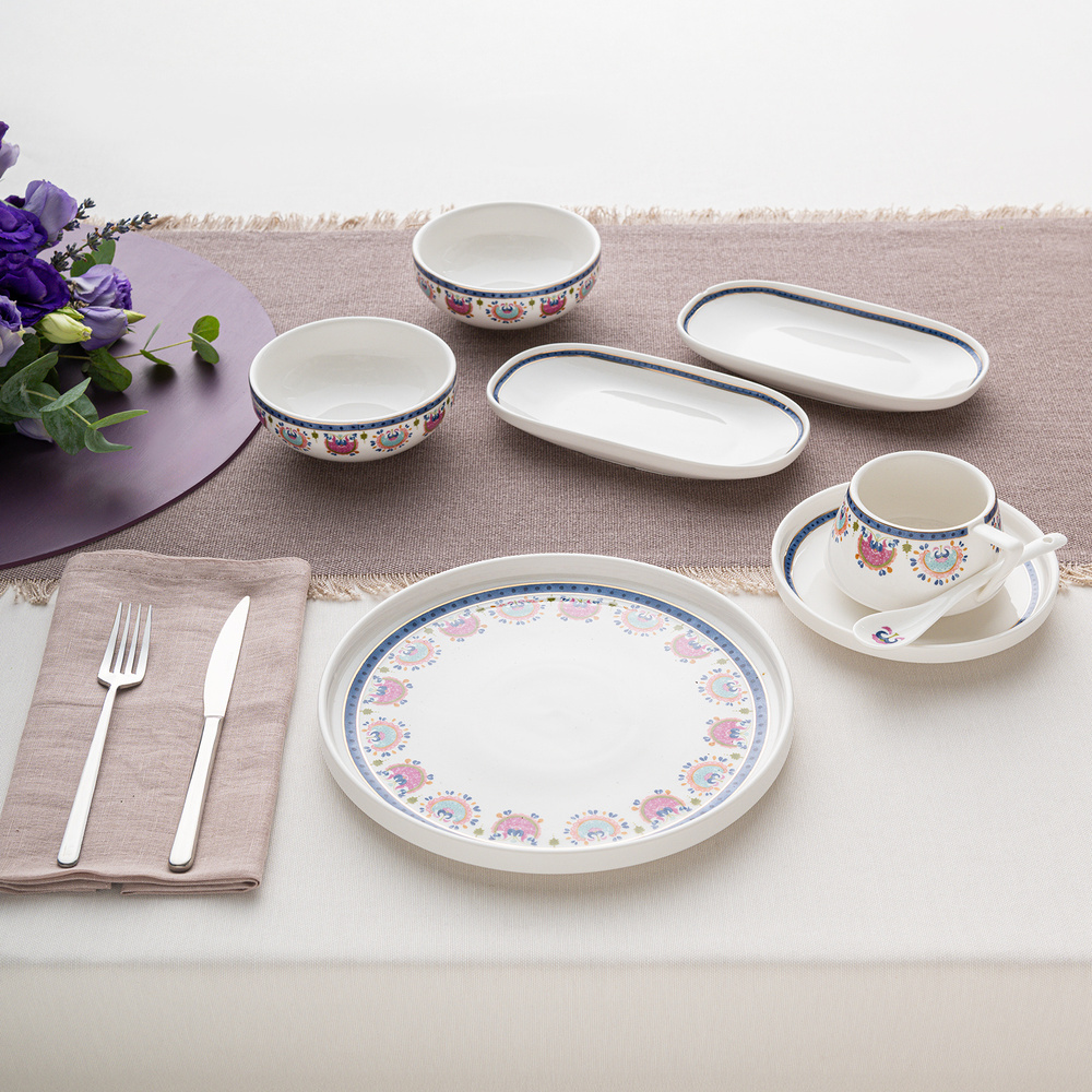 Emsan Ethnic Pink Porselen 32 Parça 6 Kişilik Kahvaltı/Servis Takımı görseli 12