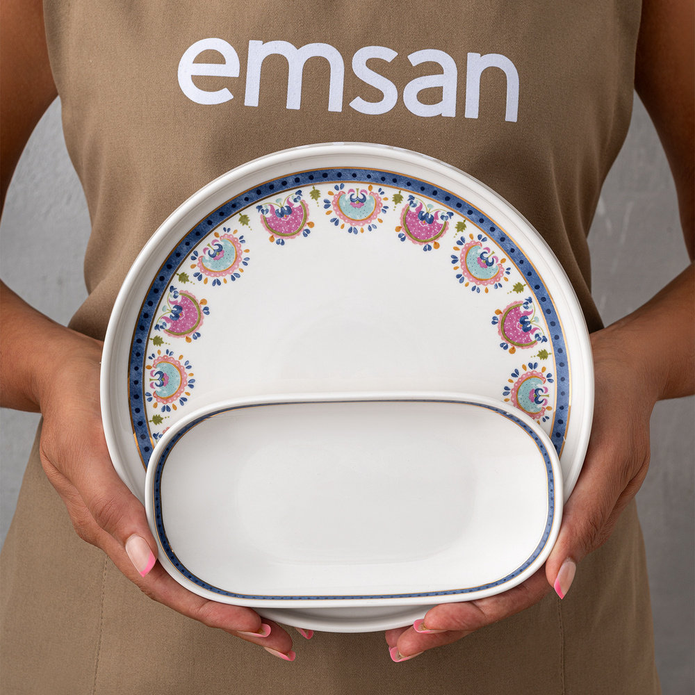 Emsan Ethnic Pink Porselen 32 Parça 6 Kişilik Kahvaltı/Servis Takımı görseli 15