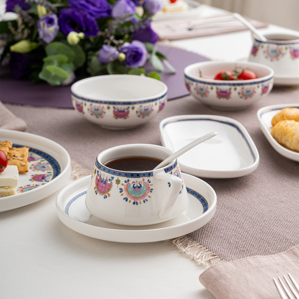 Emsan Ethnic Pink Porselen 32 Parça 6 Kişilik Kahvaltı/Servis Takımı görseli 6