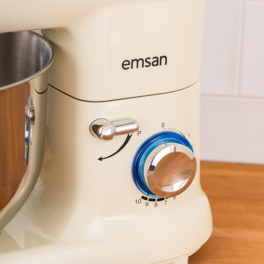 Emsan Bella Gusto Comfort Kıyma Çekme Aparatlı Hamur Yoğurma Makinesi  Krem 1300W 5,5L görseli 5
