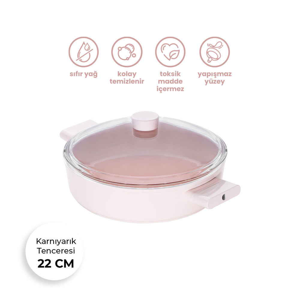 Emsan Swiss Crystal Karnıyarık Tenceresi Pembe 22 cm görseli 4