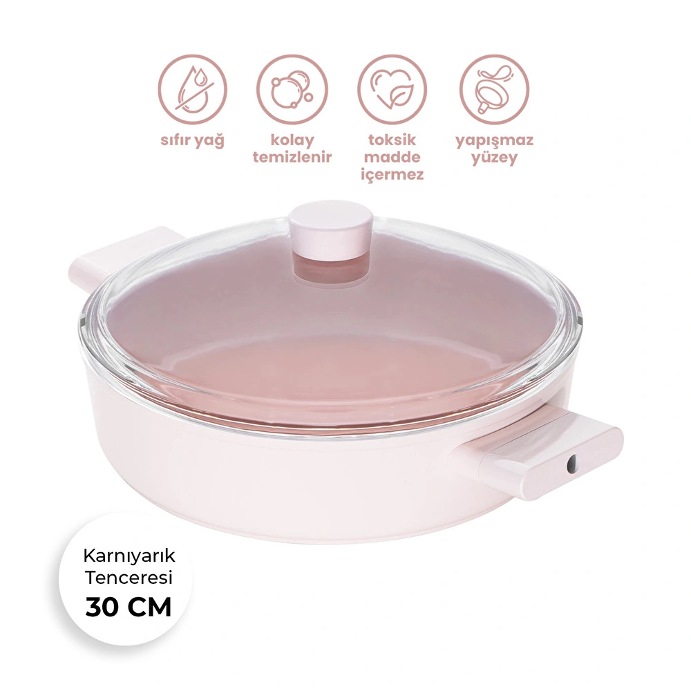 Emsan Swiss Crystal Karnıyarık Tenceresi Pembe 30 cm görseli 3