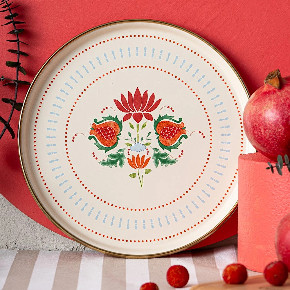 Emsan Nar Emaye Pasta Tabağı 21 cm görseli 1