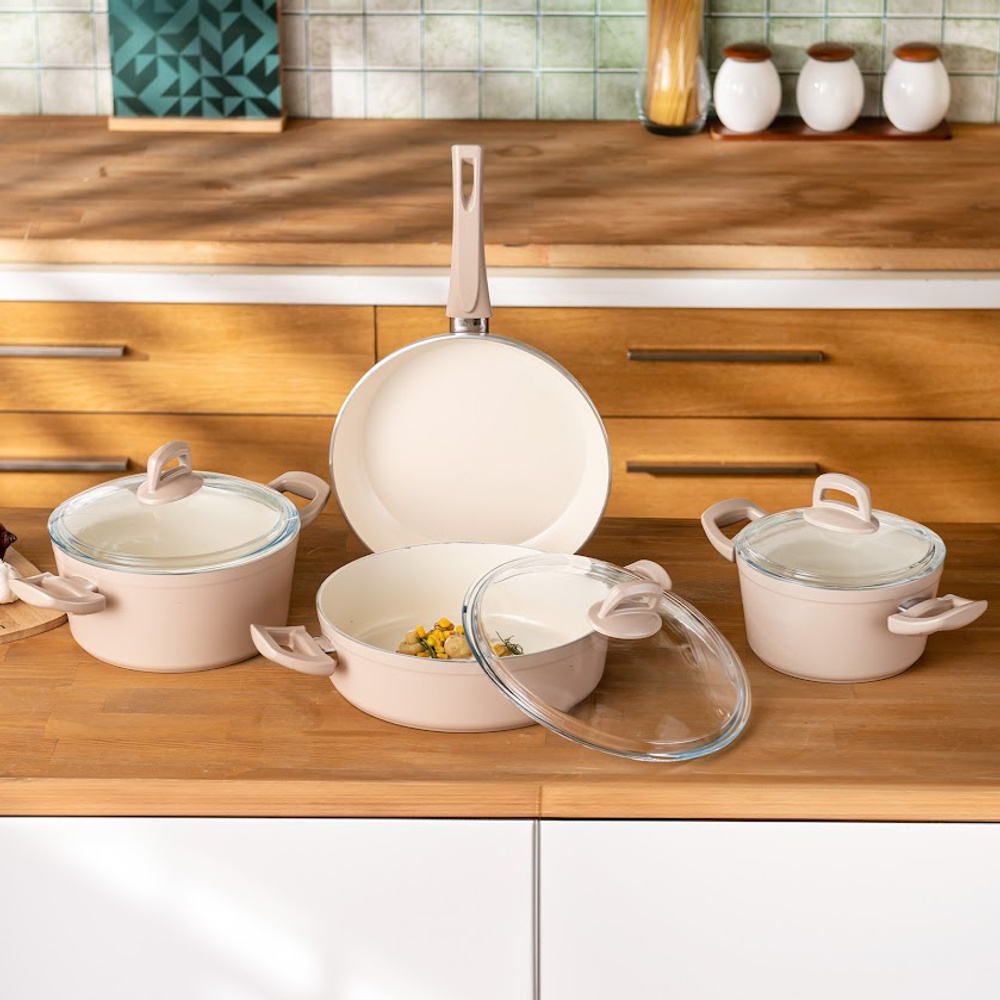 Emsan Crystal 7 Parça Tencere Seti Rosegold görseli 3