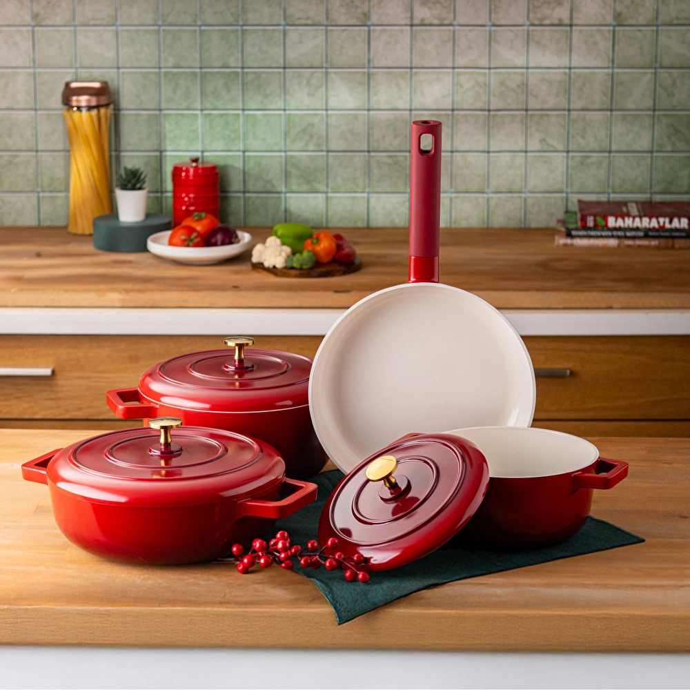 Emsan Red Royal 7 Parça Tencere Seti görseli 1