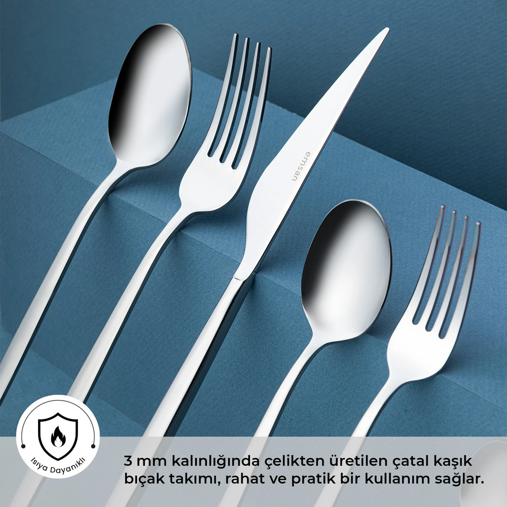Emsan Evelyn 72 Parça 12 Kişilik Çatal Kaşık Bıçak Takımı Lüks Kutulu görseli 2