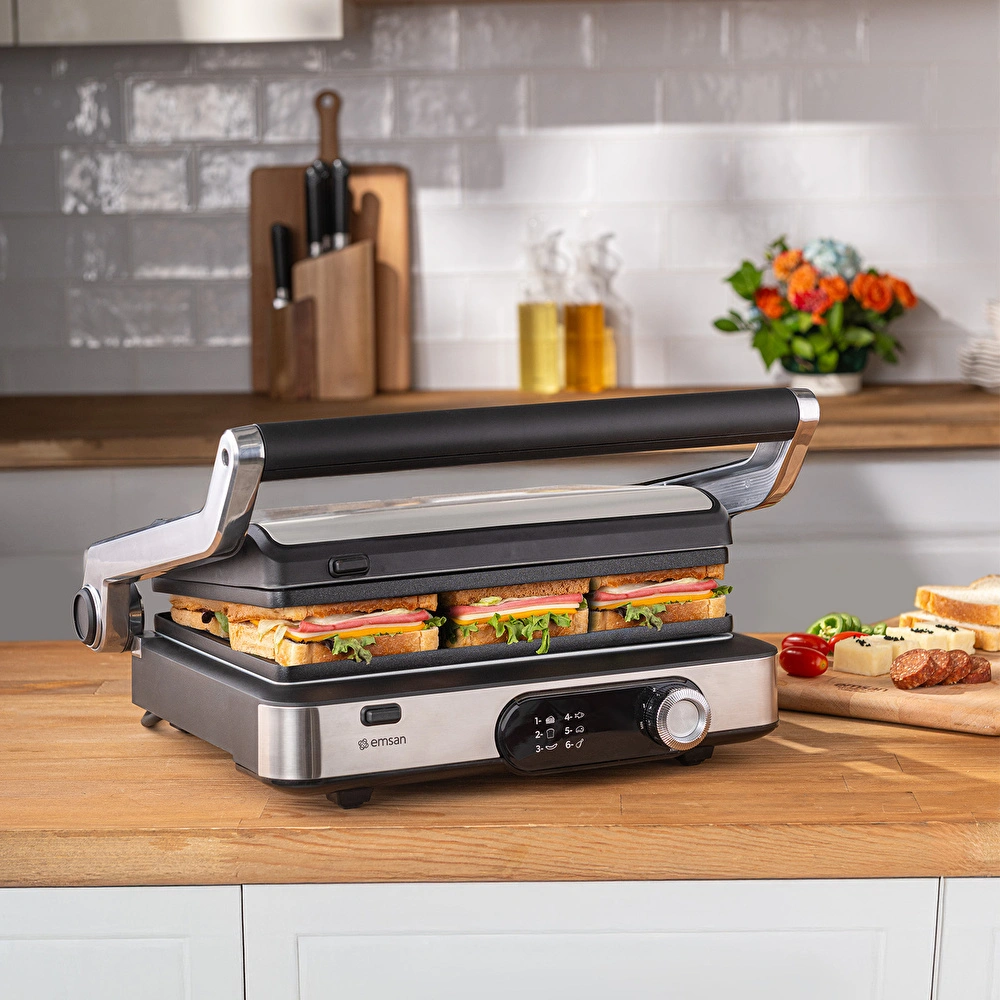 Emsan Grillmaster Inox Döküm Izgara ve Tost Makinesi 6 Dilim Kapasiteli görseli 1