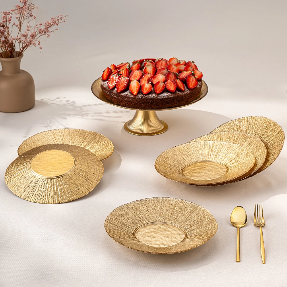 Emsan Golden 7 Parça Cam Pasta / Tatlı Seti görseli 1