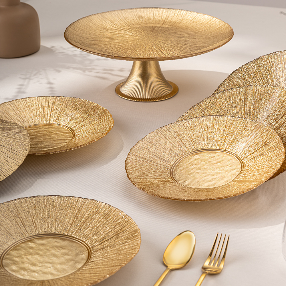 Emsan Golden 7 Parça Cam Pasta / Tatlı Seti görseli 2