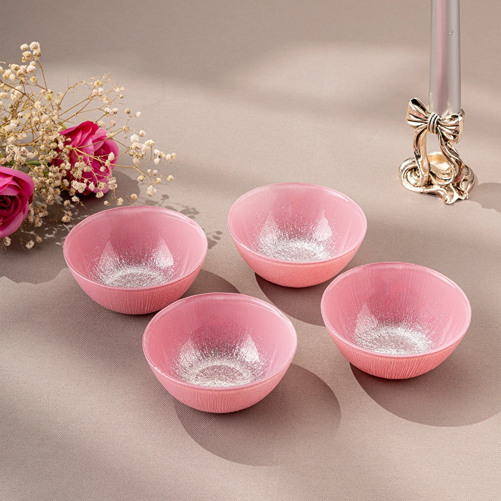 Emsan Pastel 4 Parça Cam Kase 10 cm Pembe görseli 2